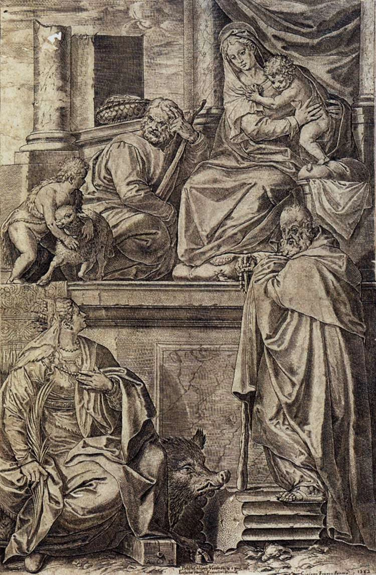 La Sacra Famiglia con i Santi Antonio Abate, Caterina e San Giovannino - Museo Correr, Venezia